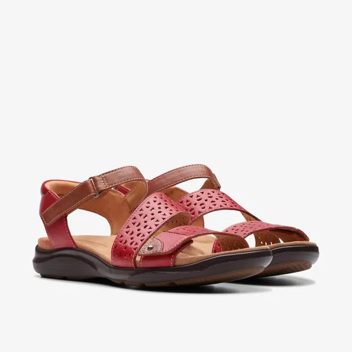 Kitly Way Cherry Leather Women Clarks Sandals and Flip Flops