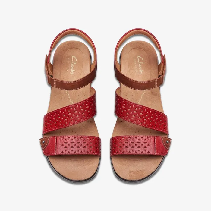 Kitly Way Cherry Leather Women Clarks Sandals and Flip Flops