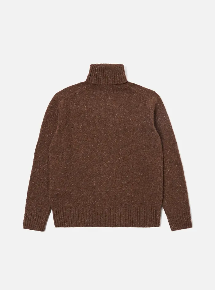 Knitwear Men Universal Works Universal Works Roll Neck In Brown Tweed Knit