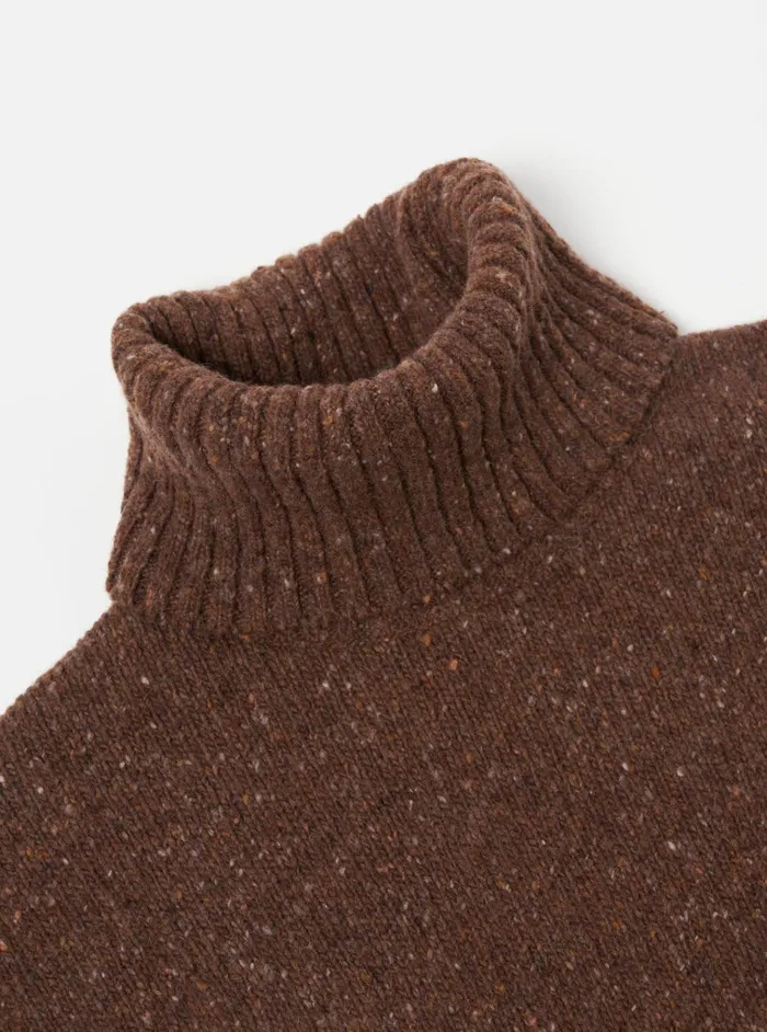 Knitwear Men Universal Works Universal Works Roll Neck In Brown Tweed Knit