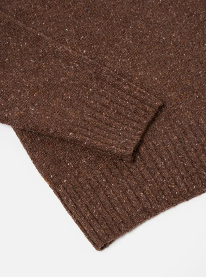 Knitwear Men Universal Works Universal Works Roll Neck In Brown Tweed Knit