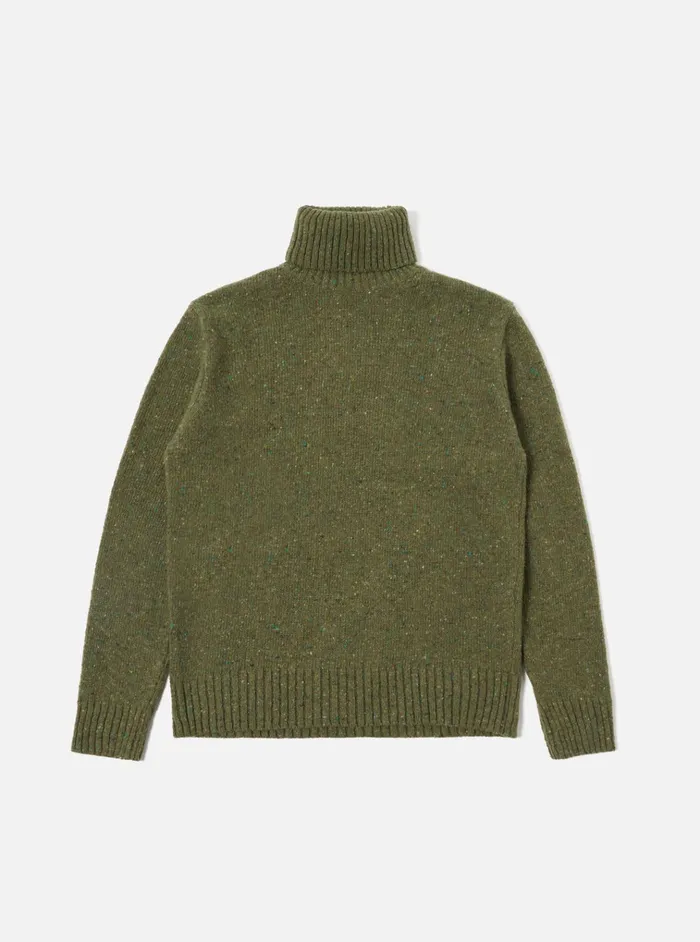 Knitwear Men Universal Works Universal Works Roll Neck In Green Tweed Knit