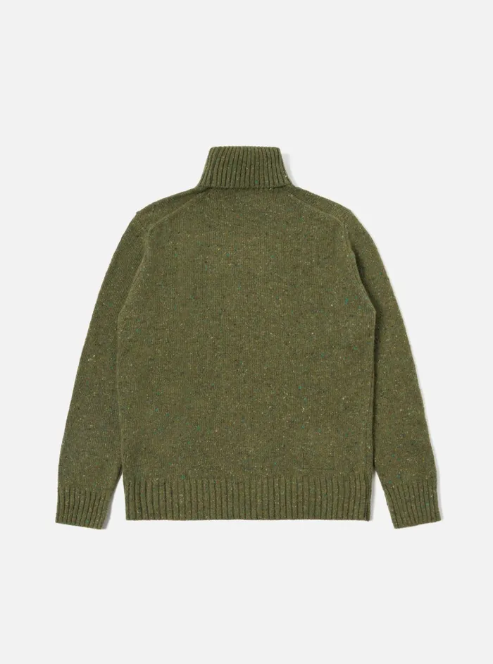 Knitwear Men Universal Works Universal Works Roll Neck In Green Tweed Knit