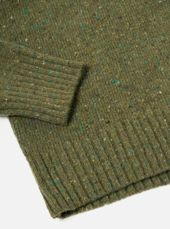Knitwear Men Universal Works Universal Works Roll Neck In Green Tweed Knit