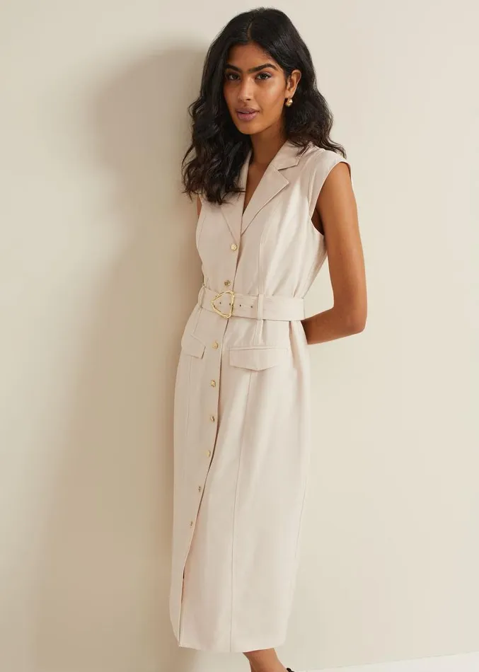 Kristal Utility Midi Dress Cream Women Phase Eight Dresses