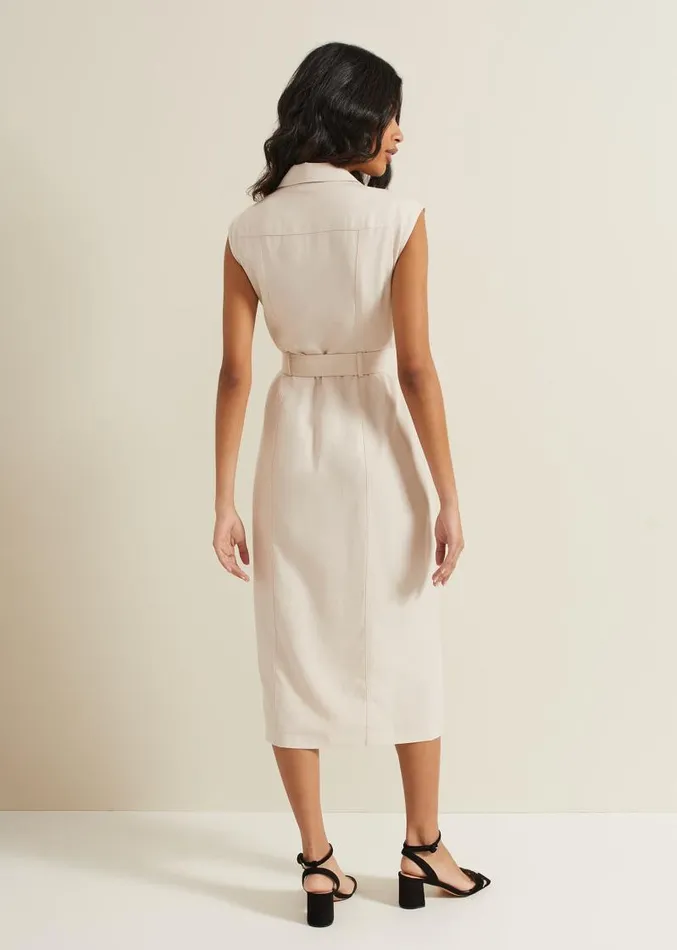 Kristal Utility Midi Dress Cream Women Phase Eight Dresses