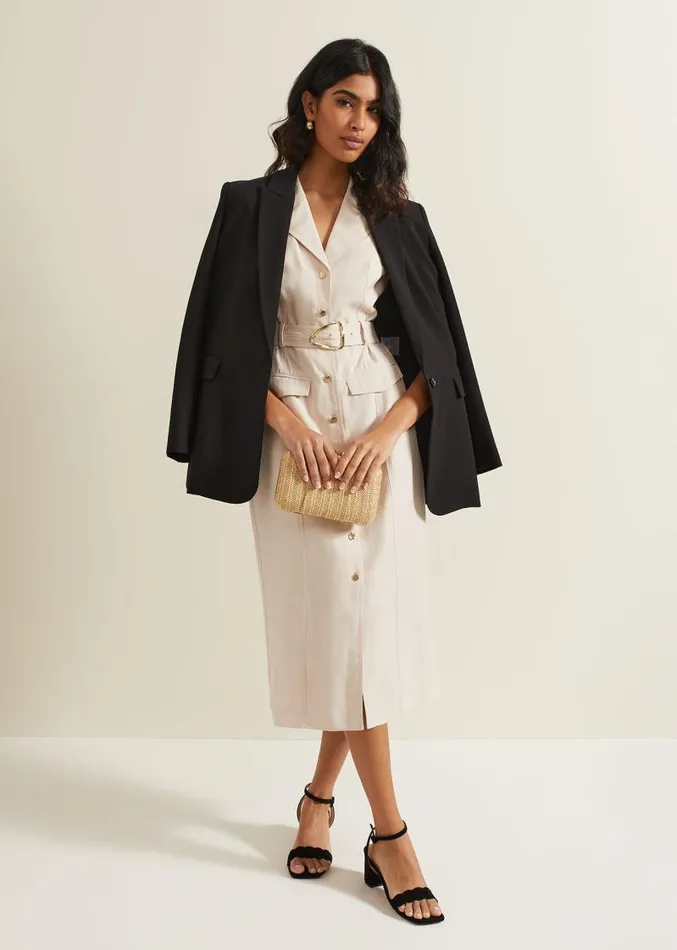 Kristal Utility Midi Dress Cream Women Phase Eight Dresses