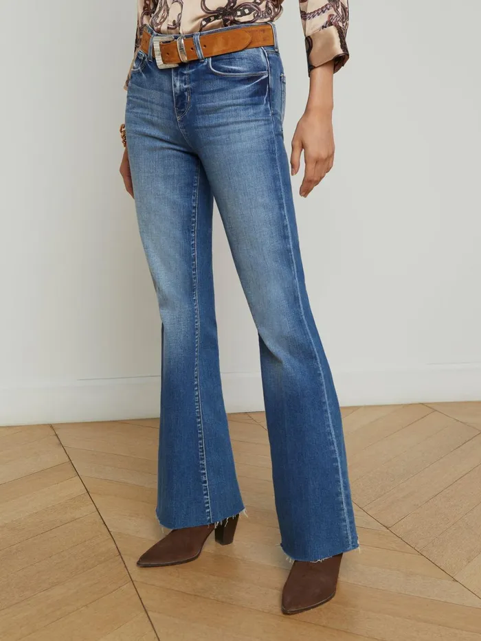 L039Agence Aged Denim Women Sera Sneaker Flare Jean Hampton L039Agence Aged Denim Women Sera Sneaker Flare Jean Hampton