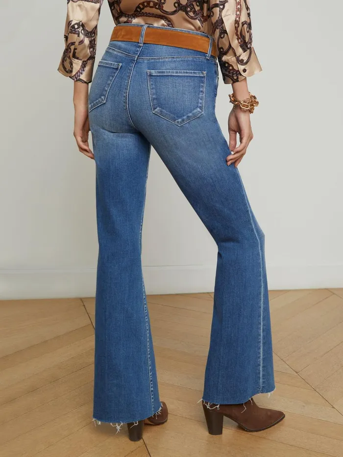 L039Agence Aged Denim Women Sera Sneaker Flare Jean Hampton L039Agence Aged Denim Women Sera Sneaker Flare Jean Hampton