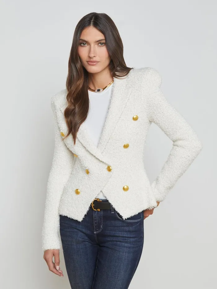 L039Agence Blazers and Jackets Women Bethany Knit Blazer Ivorygold