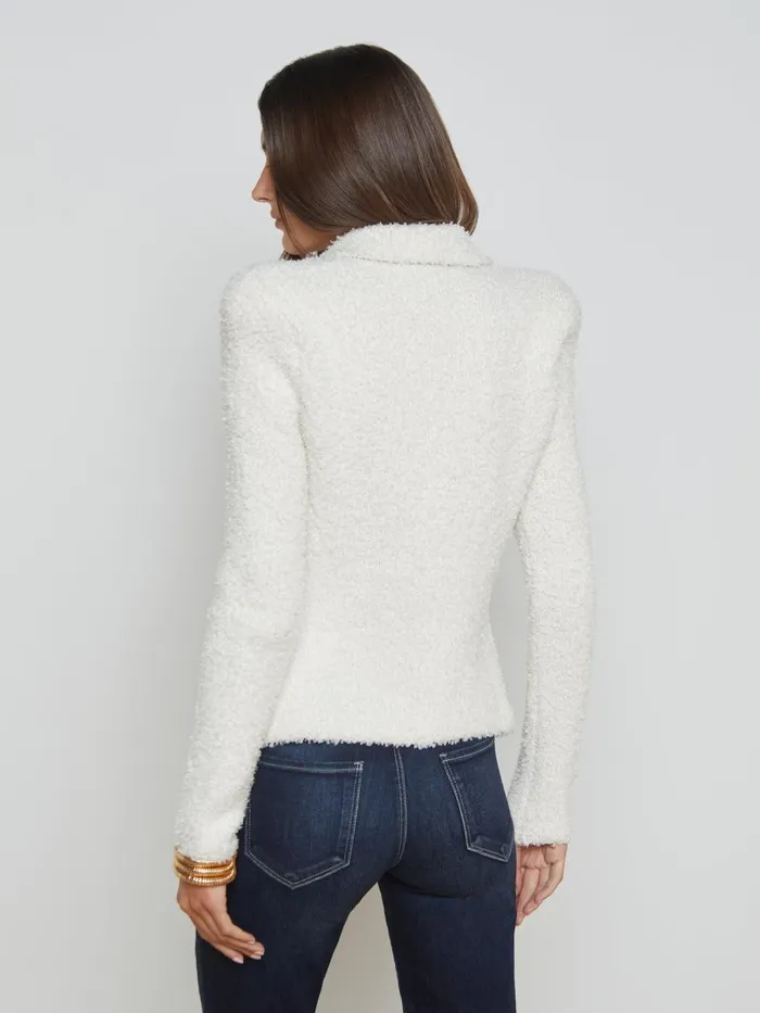 L039Agence Blazers and Jackets Women Bethany Knit Blazer Ivorygold L039Agence Blazers and Jackets Women Bethany Knit Blazer Ivorygold