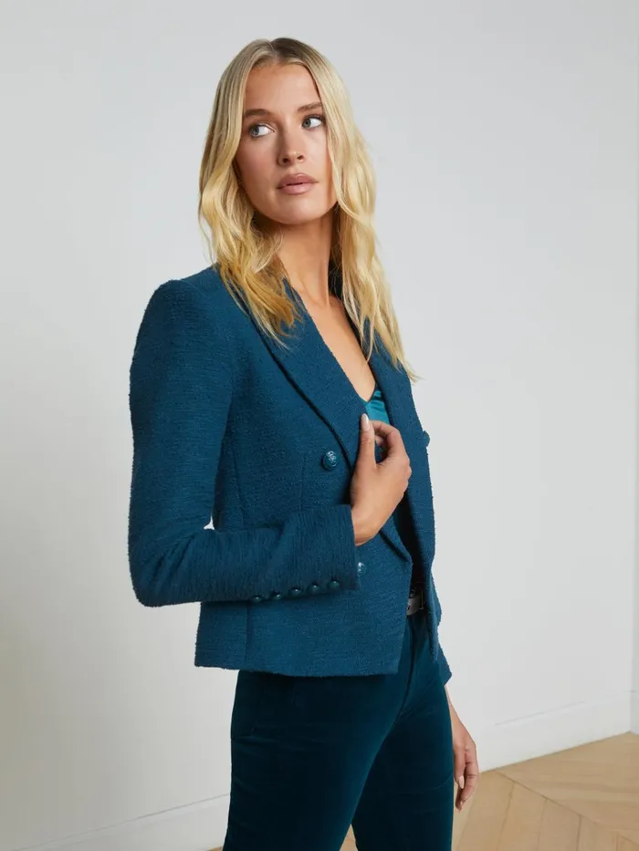 L039Agence Blazers and Jackets Women Brooke OpenFront Blazer Deep Tealrococo L039Agence Blazers and Jackets Women Brooke OpenFront Blazer Deep Tealrococo