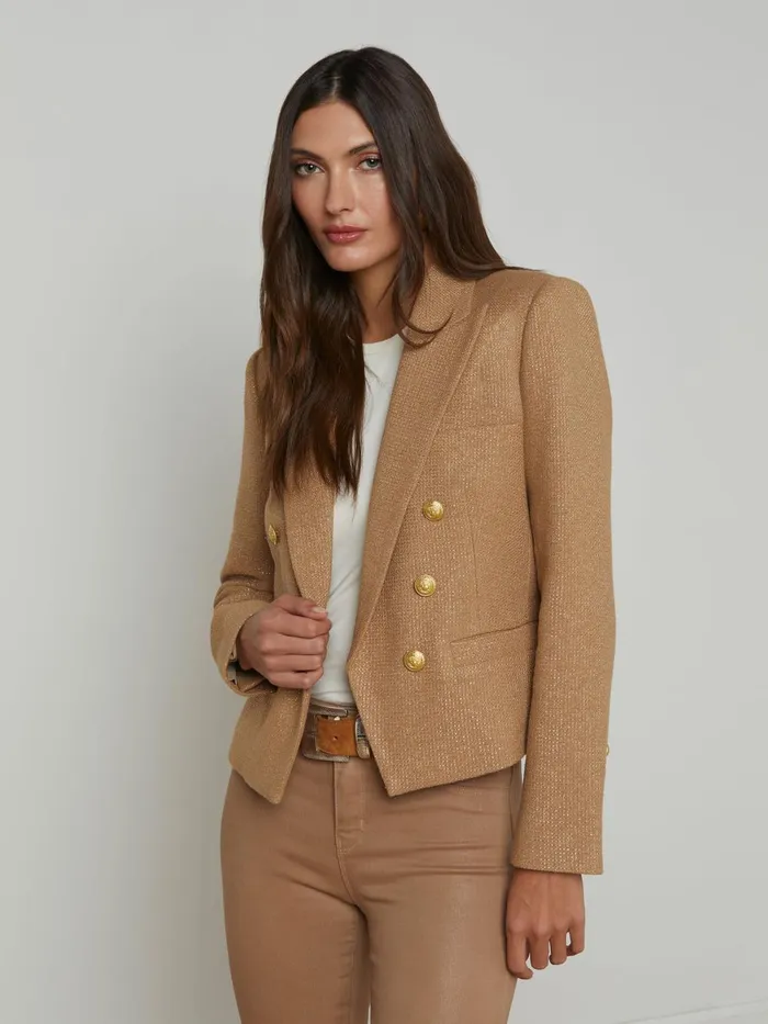 L039Agence Blazers and Jackets Women Brooke OpenFront Blazer Lattegold L039Agence Blazers and Jackets Women Brooke OpenFront Blazer Lattegold