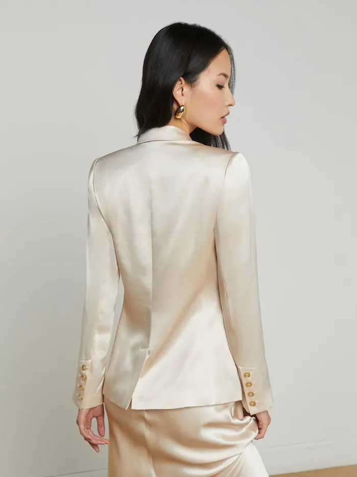 L039Agence Blazers and Jackets Women Colin Silk Blazer Champagne L039Agence Blazers and Jackets Women Colin Silk Blazer Champagne