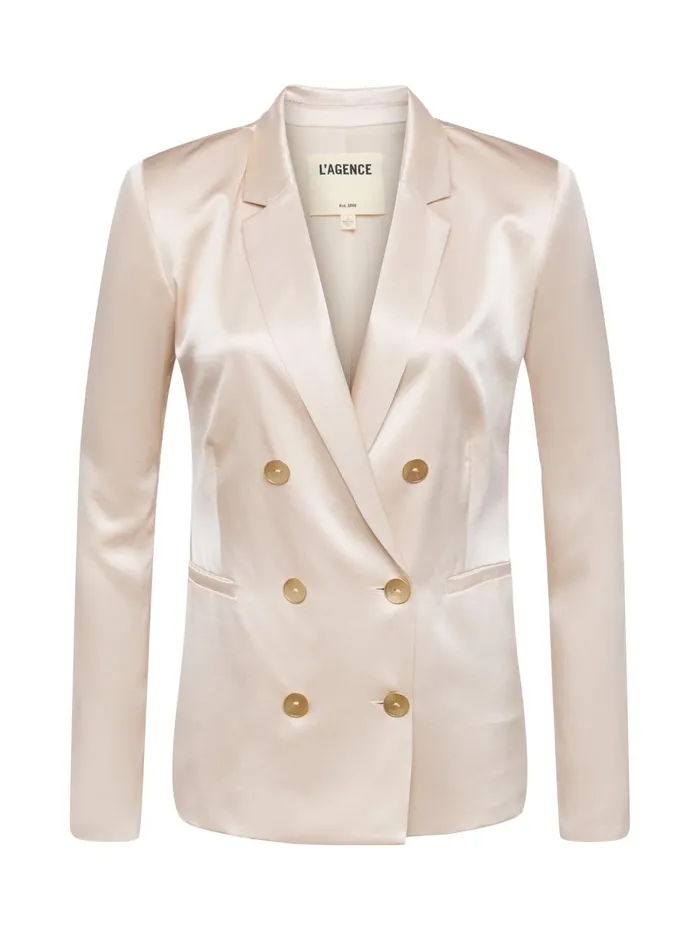 L039Agence Blazers and Jackets Women Colin Silk Blazer Champagne L039Agence Blazers and Jackets Women Colin Silk Blazer Champagne