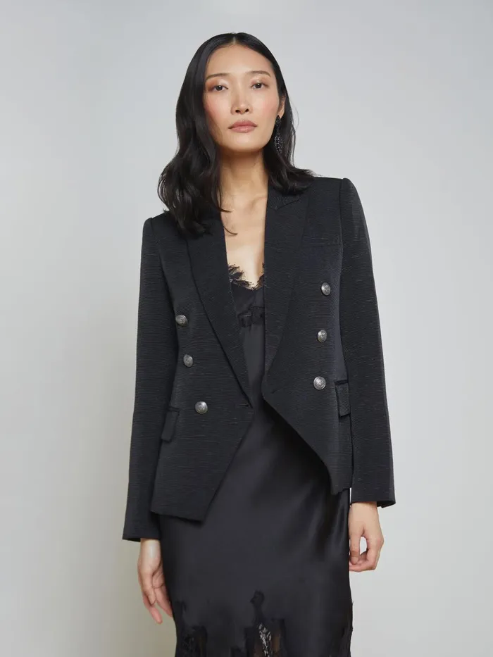 L039Agence Blazers and Jackets Women Kenzie Blazer Blackbrushed Gunmetal L039Agence Blazers and Jackets Women Kenzie Blazer Blackbrushed Gunmetal