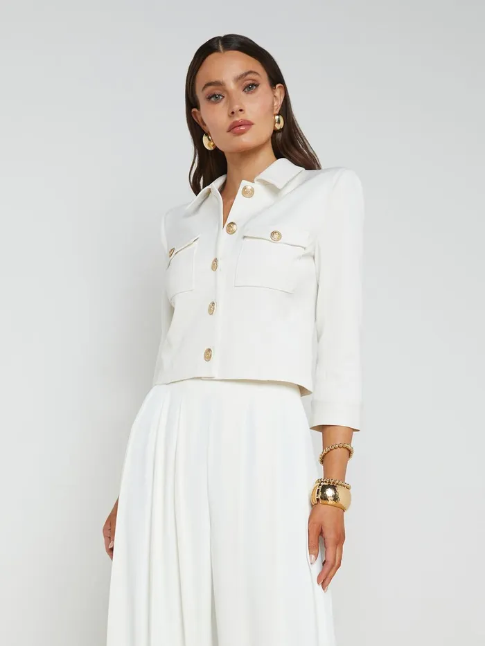 L039Agence Blazers and Jackets Women Kumi Cropped Jacket White L039Agence Blazers and Jackets Women Kumi Cropped Jacket White