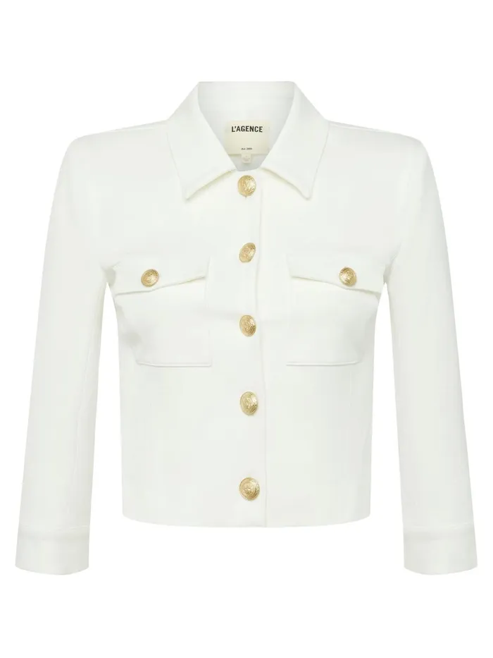 L039Agence Blazers and Jackets Women Kumi Cropped Jacket White L039Agence Blazers and Jackets Women Kumi Cropped Jacket White