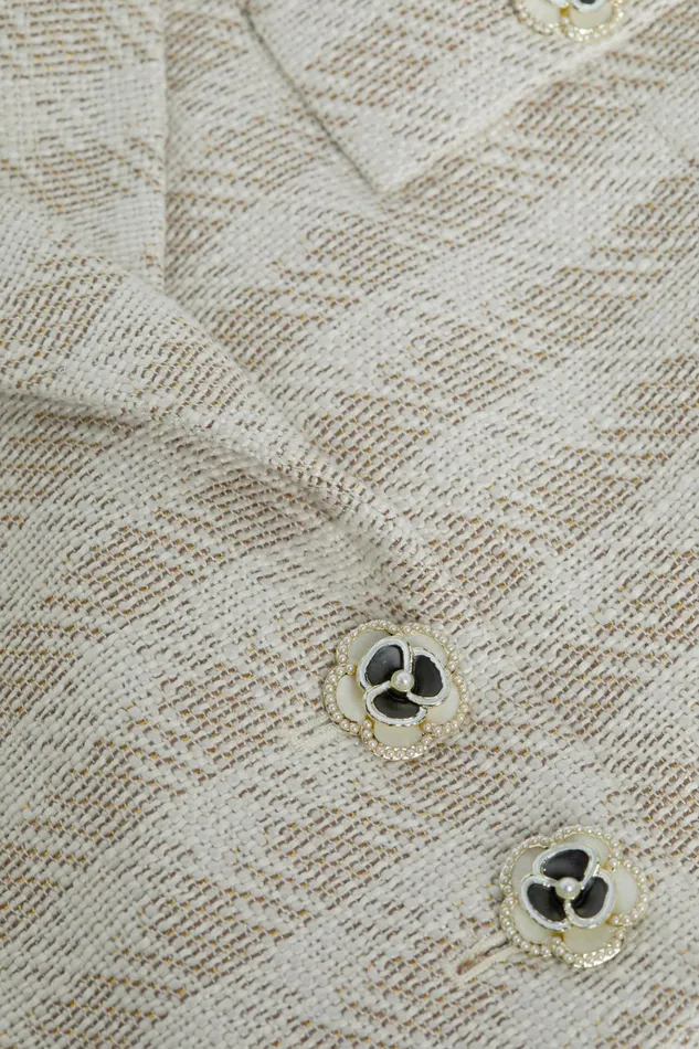 L039Agence Blazers and Jackets Women Maura Cropped Tweed Jacket Ecrugold L039Agence Blazers and Jackets Women Maura Cropped Tweed Jacket Ecrugold