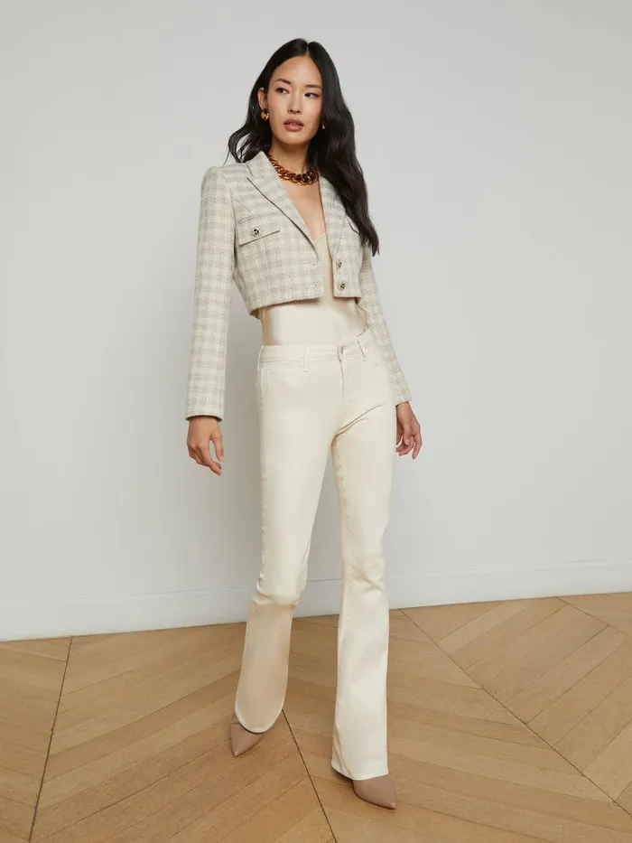 L039Agence Blazers and Jackets Women Maura Cropped Tweed Jacket Ecrugold L039Agence Blazers and Jackets Women Maura Cropped Tweed Jacket Ecrugold