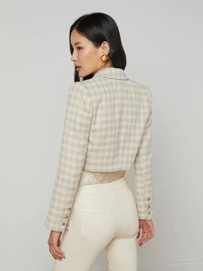 L039Agence Blazers and Jackets Women Maura Cropped Tweed Jacket Ecrugold L039Agence Blazers and Jackets Women Maura Cropped Tweed Jacket Ecrugold