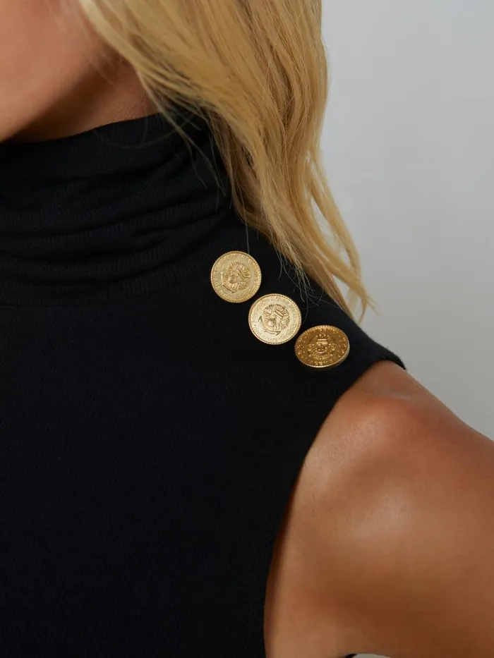 L039Agence Blouses and Tops Women Ceci Sleeveless Turtleneck Blackgold L039Agence Blouses and Tops Women Ceci Sleeveless Turtleneck Blackgold