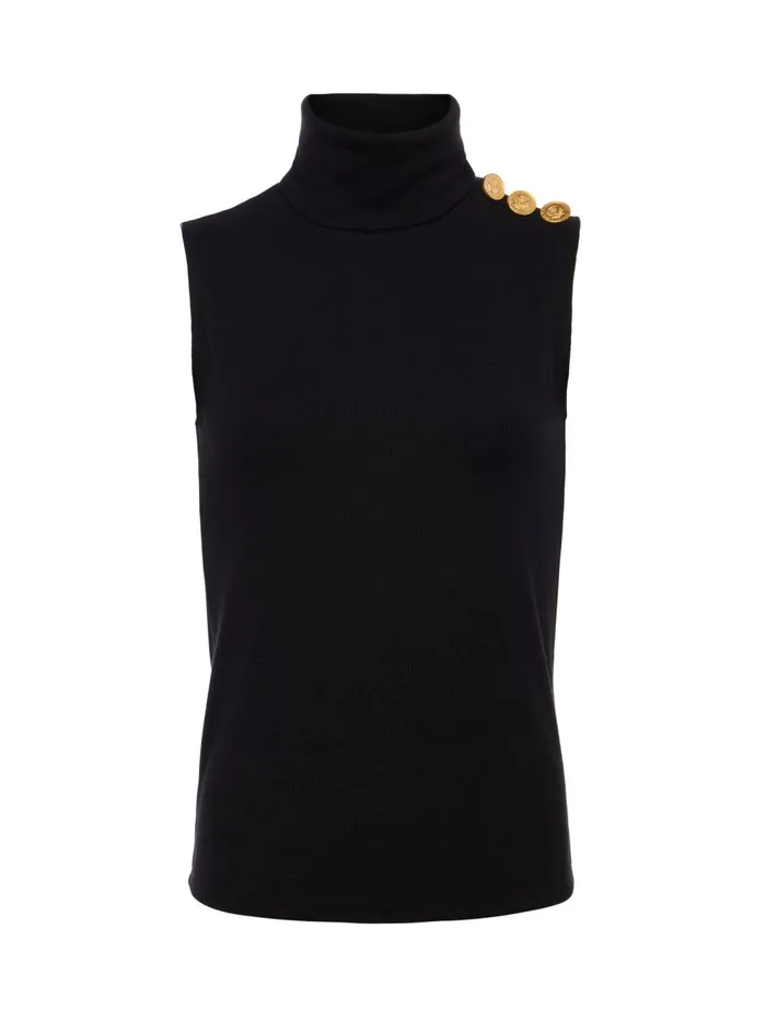 L039Agence Blouses and Tops Women Ceci Sleeveless Turtleneck Blackgold L039Agence Blouses and Tops Women Ceci Sleeveless Turtleneck Blackgold