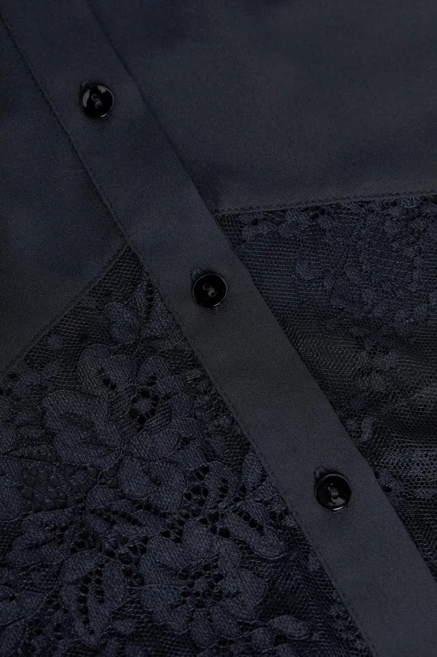 L039Agence Blouses and Tops Women Emmelina Lace TieNeck Blouse Black