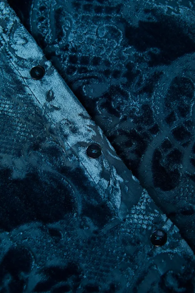 L039Agence Blouses and Tops Women Laurent Velvet Blouse Deep Teal Rococo L039Agence Blouses and Tops Women Laurent Velvet Blouse Deep Teal Rococo