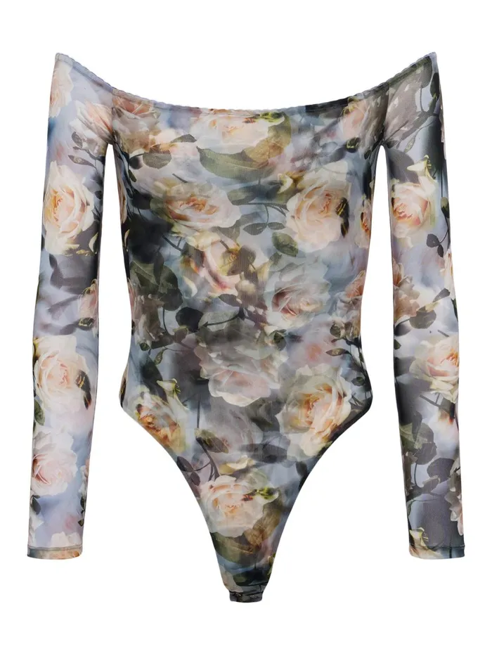 L039Agence Blouses and Tops Women Peonie OffTheShoulder Bodysuit Multi Distressed Floral L039Agence Blouses and Tops Women Peonie OffTheShoulder Bodysuit Multi Distressed Floral