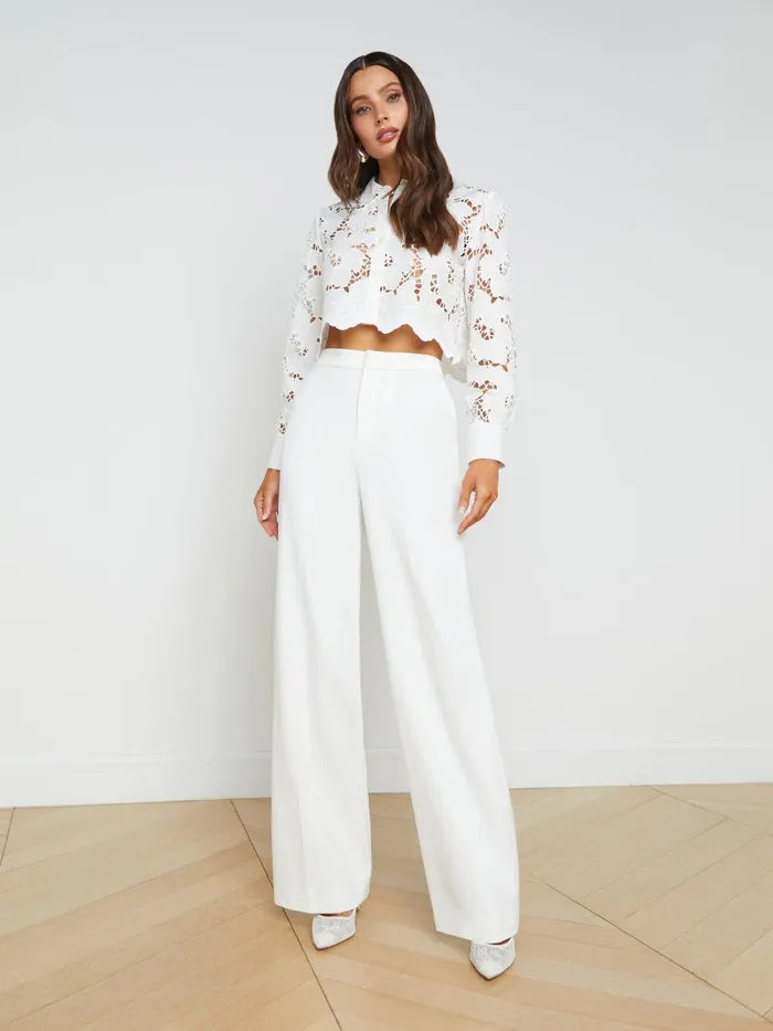 L039Agence Blouses and Tops Women Seychelle Lace Cropped Blouse White L039Agence Blouses and Tops Women Seychelle Lace Cropped Blouse White