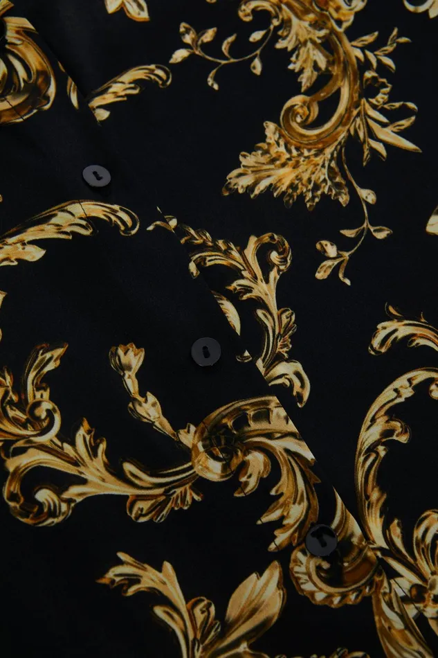 L039Agence Blouses and Tops Women Tyler Silk Blouse Blackgold Barocco Swirl L039Agence Blouses and Tops Women Tyler Silk Blouse Blackgold Barocco Swirl