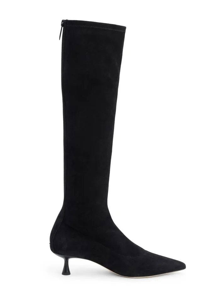 L039Agence Boots and Booties Women Emilie Suede KittenHeel Boot Black Suede