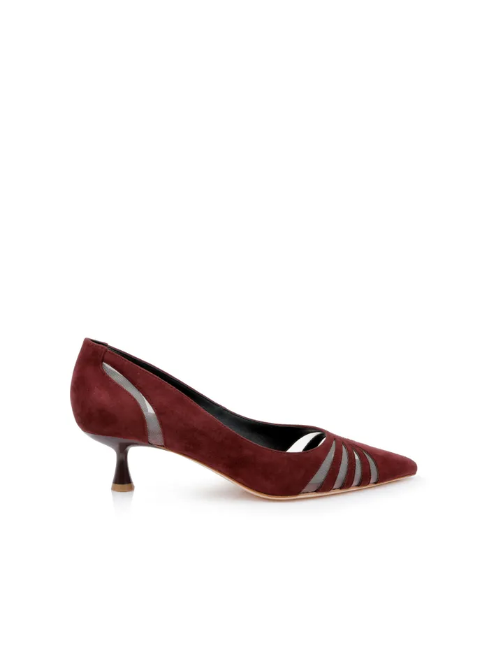 L039Agence Heels Women Eglantine Suede Kitten Pump Burgundy Suede