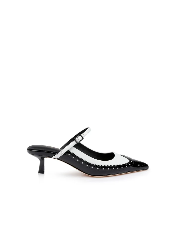 L039Agence Heels Women Elle Patent Leather Mule Blackwhite Patent