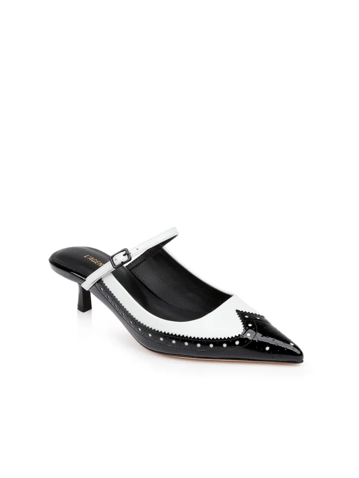 L039Agence Heels Women Elle Patent Leather Mule Blackwhite Patent L039Agence Heels Women Elle Patent Leather Mule Blackwhite Patent