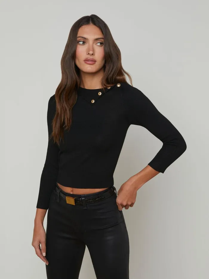 L039Agence Knitwear Women Kamdyn Cropped Turtleneck Blackgold