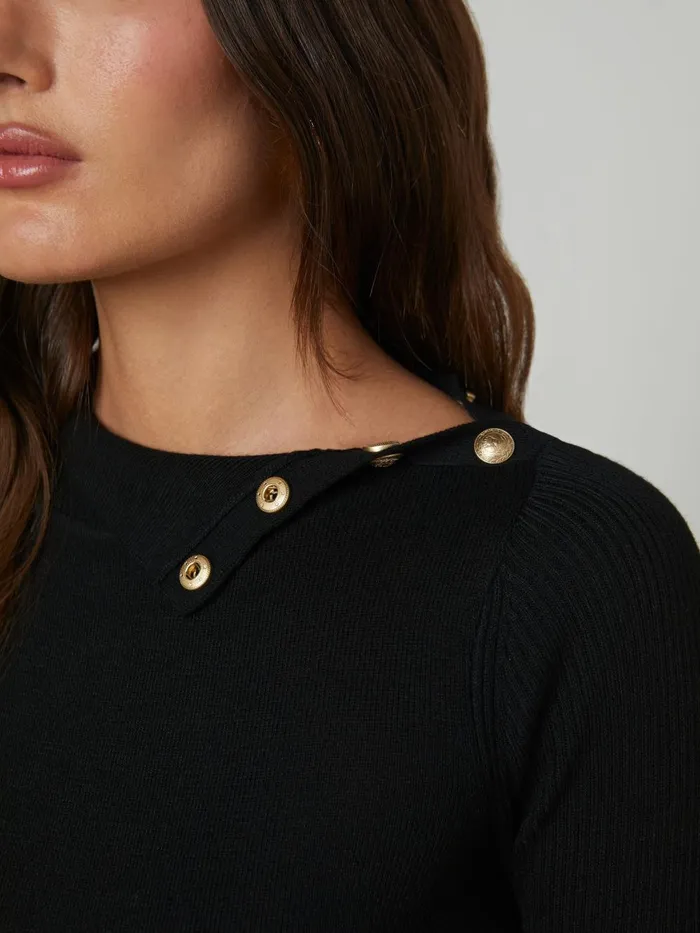 L039Agence Knitwear Women Kamdyn Cropped Turtleneck Blackgold L039Agence Knitwear Women Kamdyn Cropped Turtleneck Blackgold