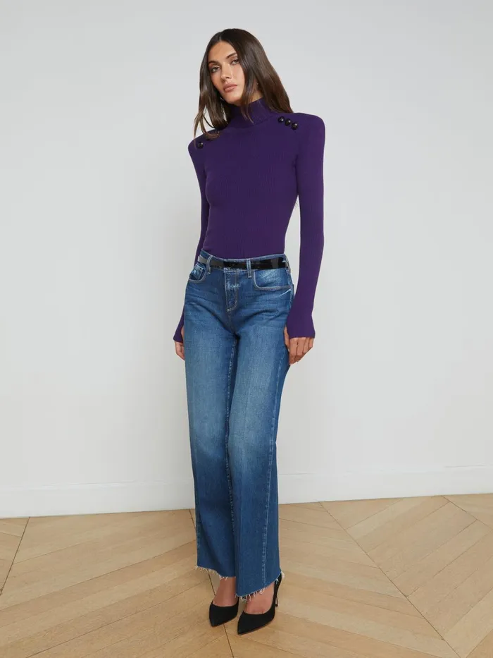 L039Agence Knitwear Women Reeves Turtleneck Deep Purpleblack L039Agence Knitwear Women Reeves Turtleneck Deep Purpleblack