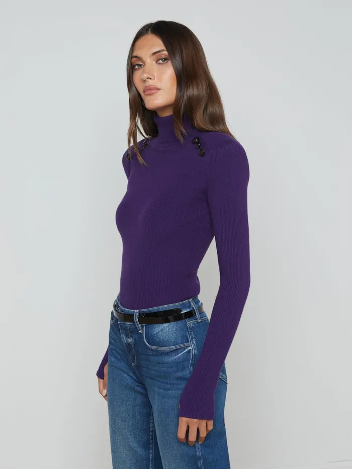 L039Agence Knitwear Women Reeves Turtleneck Deep Purpleblack L039Agence Knitwear Women Reeves Turtleneck Deep Purpleblack
