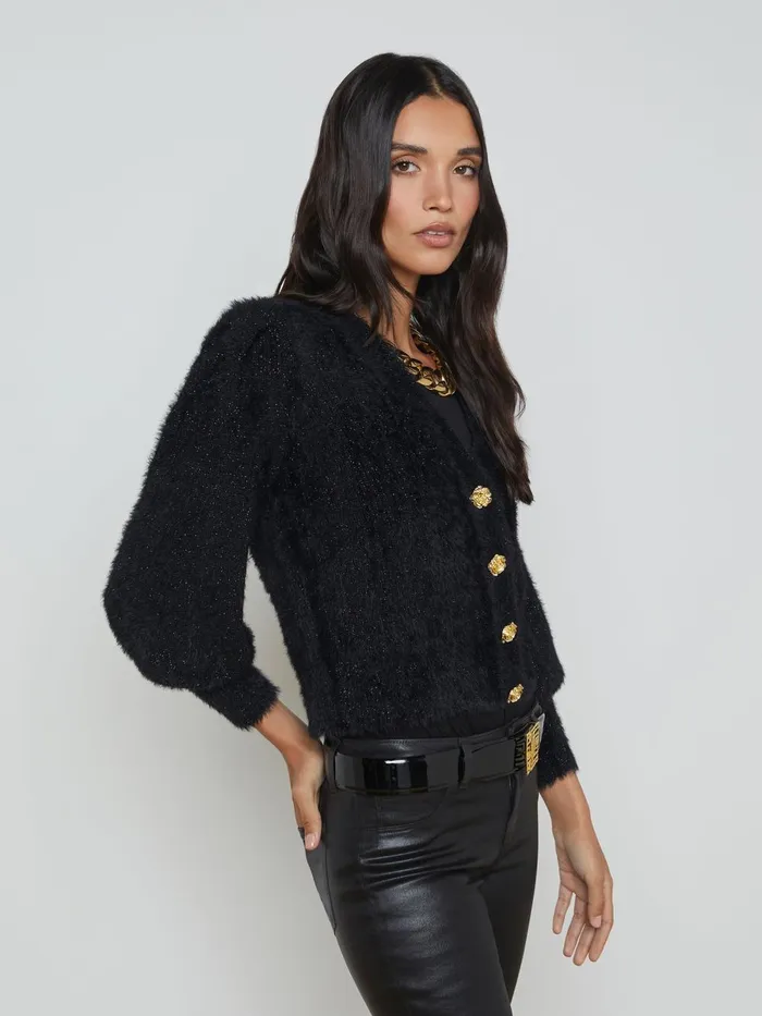 L039Agence Knitwear Women Talulla Cardigan Black Lurexgold Rose L039Agence Knitwear Women Talulla Cardigan Black Lurexgold Rose