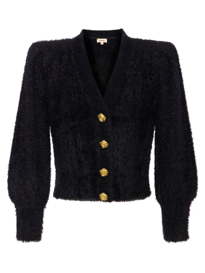 L039Agence Knitwear Women Talulla Cardigan Black Lurexgold Rose L039Agence Knitwear Women Talulla Cardigan Black Lurexgold Rose