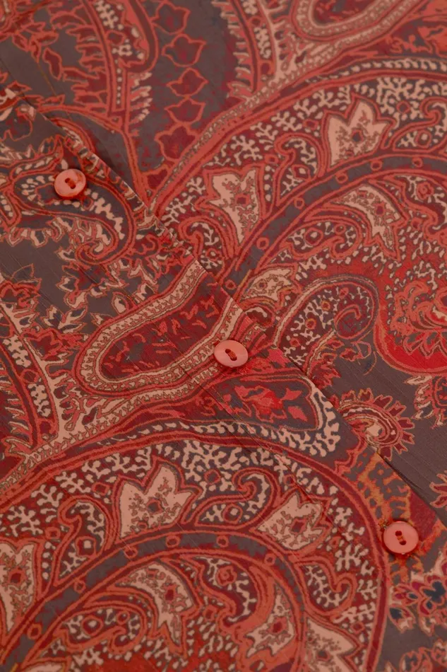 L039Agence Matching Sets Women Argo Satin Blouse Rust Multi Boute Paisley L039Agence Matching Sets Women Argo Satin Blouse Rust Multi Boute Paisley