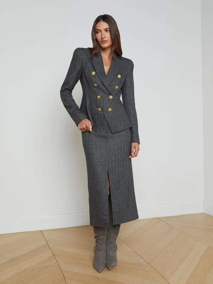 L039Agence Matching Sets Women Bethany Herringbone Blazer Grey Herringbone L039Agence Matching Sets Women Bethany Herringbone Blazer Grey Herringbone