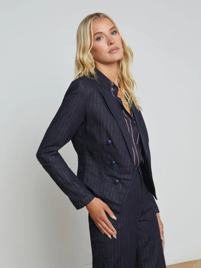 L039Agence Matching Sets Women Wayne OpenFront Blazer Indigoblue Glitter Stripe L039Agence Matching Sets Women Wayne OpenFront Blazer Indigoblue Glitter Stripe