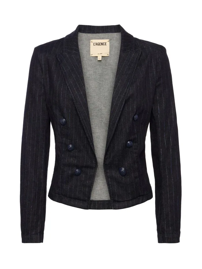 L039Agence Matching Sets Women Wayne OpenFront Blazer Indigoblue Glitter Stripe L039Agence Matching Sets Women Wayne OpenFront Blazer Indigoblue Glitter Stripe