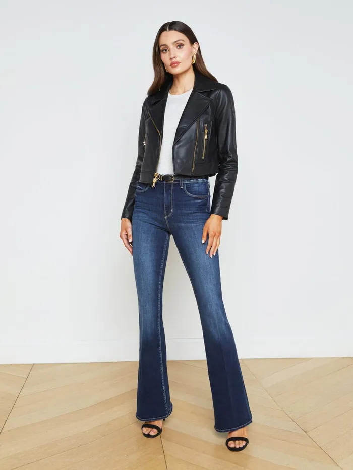 L039Agence Outerwear Women Onna Leather Jacket Black L039Agence Outerwear Women Onna Leather Jacket Black