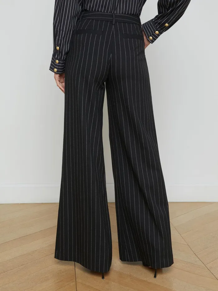 L039Agence Pants Women Allanah Pinstriped Trouser Blackecru L039Agence Pants Women Allanah Pinstriped Trouser Blackecru