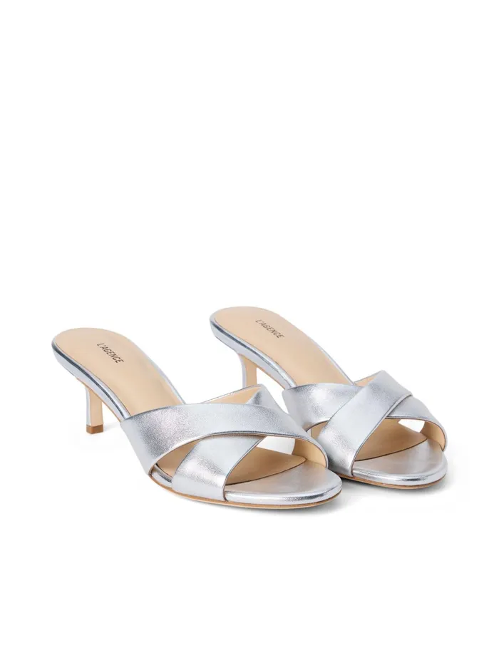 L039Agence Sandals and Wedges Women Aveline KittenHeel Sandal Silver Leather L039Agence Sandals and Wedges Women Aveline KittenHeel Sandal Silver Leather