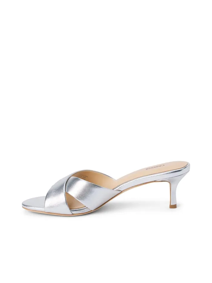 L039Agence Sandals and Wedges Women Aveline KittenHeel Sandal Silver Leather L039Agence Sandals and Wedges Women Aveline KittenHeel Sandal Silver Leather